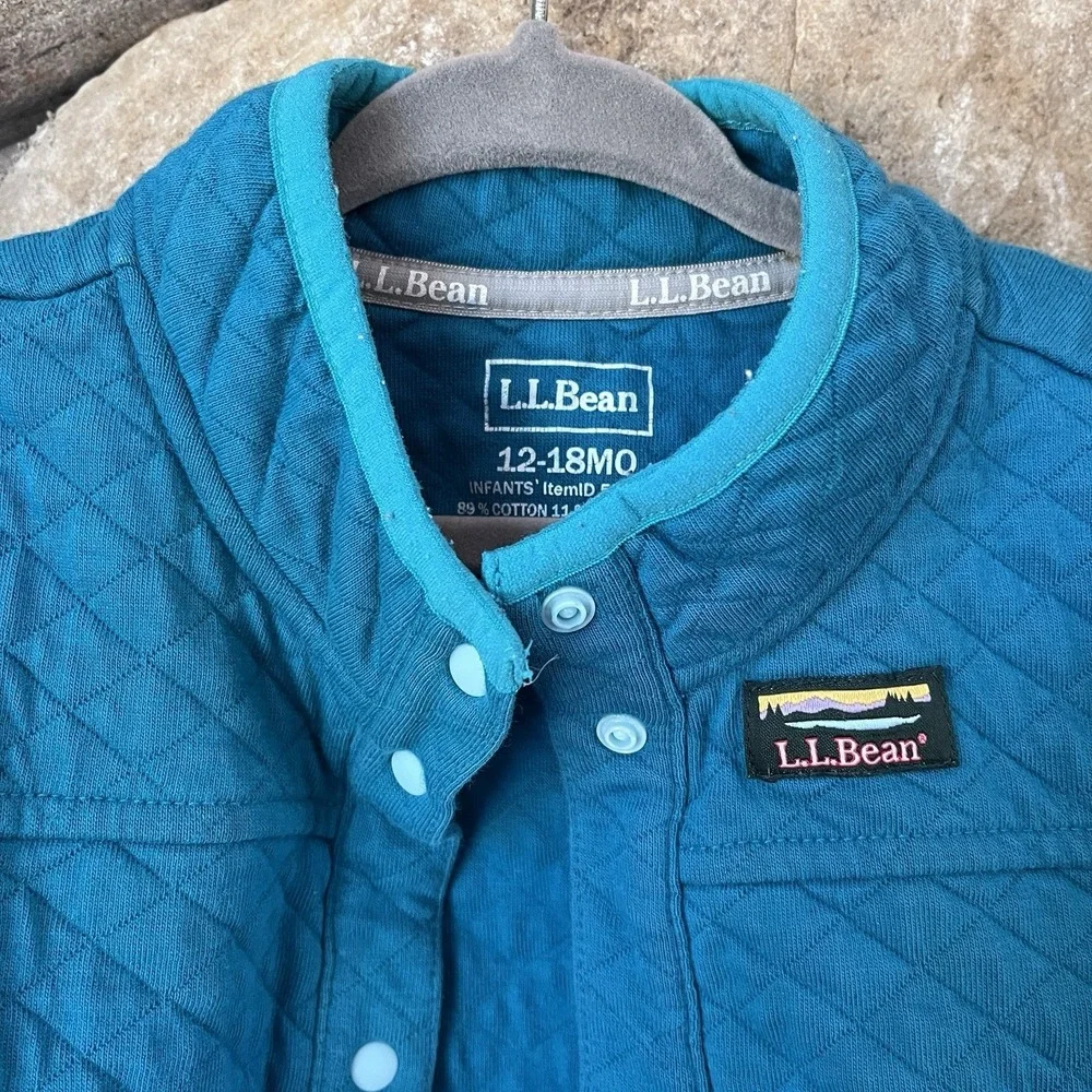 L.L. Bean Quilted Full Snap Teal Turquoise Lightweight Jacket Size 12-18 Months